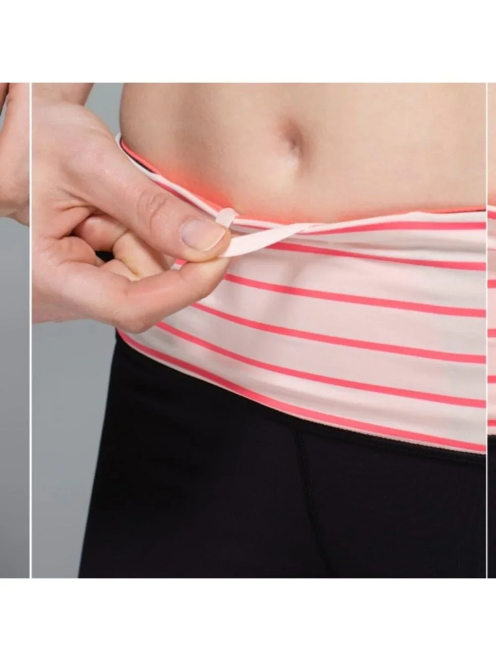 Lululemon Var-City Crop Black / Quiet Stripe Butter Pink Electric Coral
